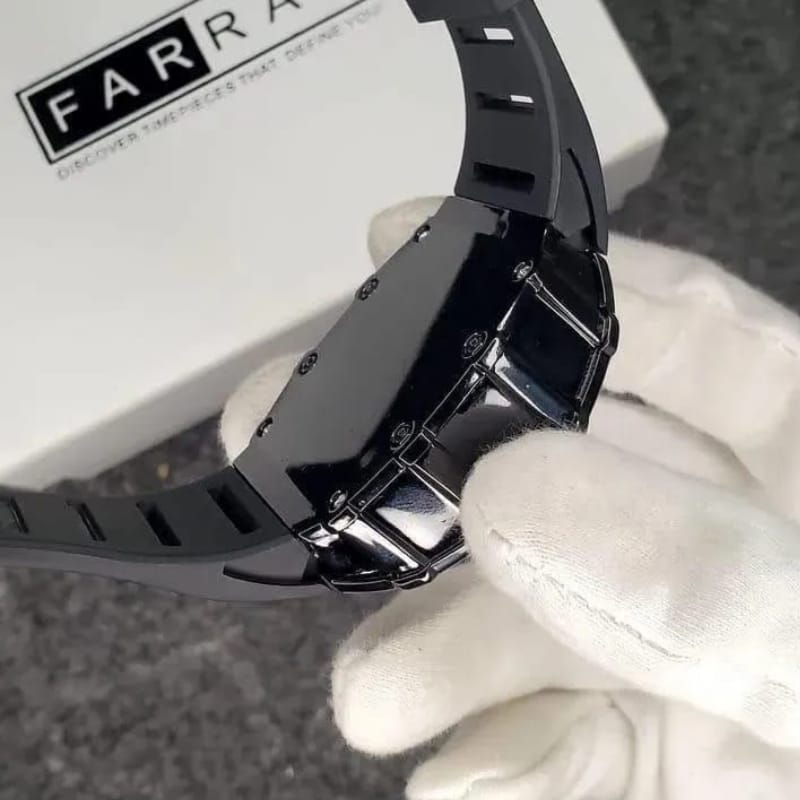 Richard Black Belt Skeleton Watch.