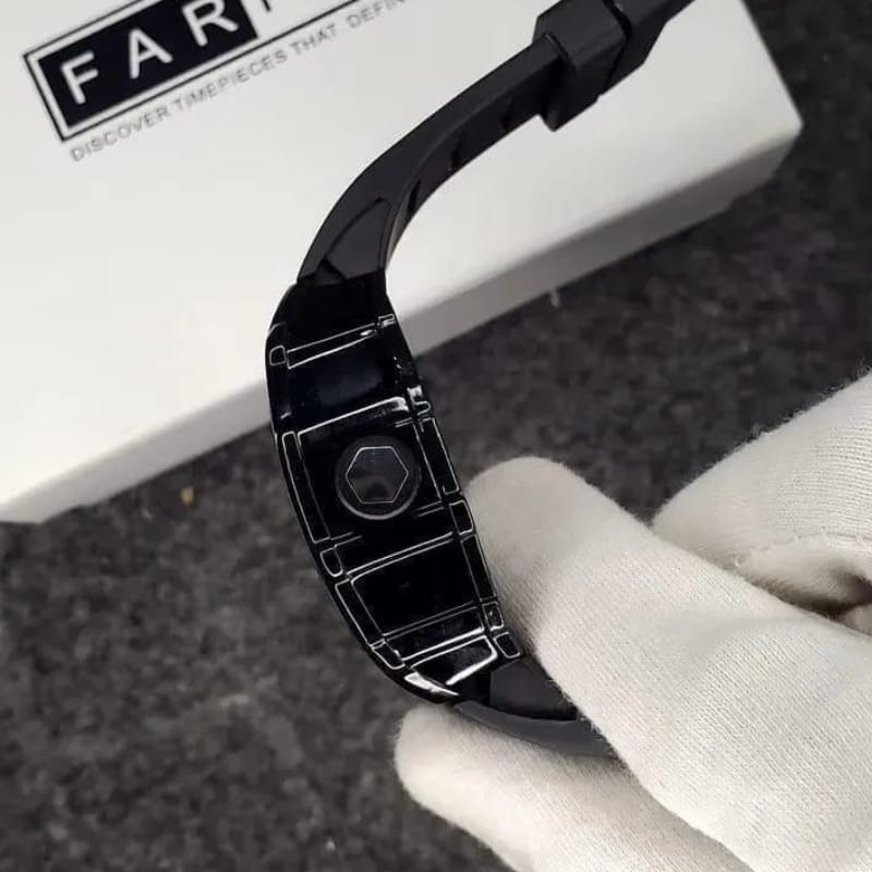 Richard Black Belt Skeleton Watch.